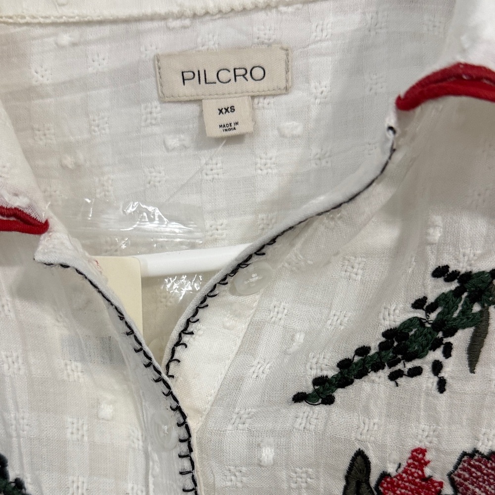 Pilcro Cream Blouse with Red and Green Embroidery - Picture 4 of 5